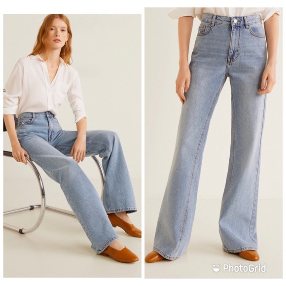 Mango Denim - NWOT MNG High Rise Decorative Seam Flared …